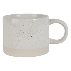 Tasse à thé papi en grès écru moucheté 30cl - Famille