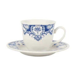 Tasse et sous-tasse en faïence bleu 22cl- Clothilde