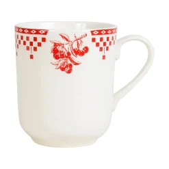 Tasse haute en faïence damier rouge - campagne