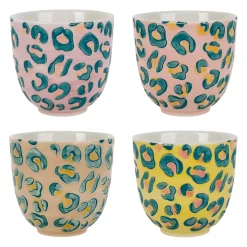 Tasses à café x4 en grès léopard multicolore 15cl - Jungle pop