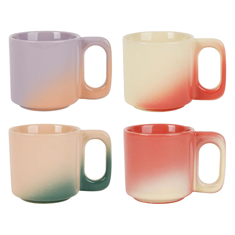 Tasses à café x4 en grès multicolore 8cl - Lumi