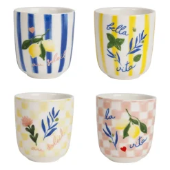 Tasses à café x4 en grès multicolore 10cl - Solencia
