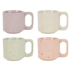 Tasses à café x4 en grès multicolore moucheté 8cl - Aurore