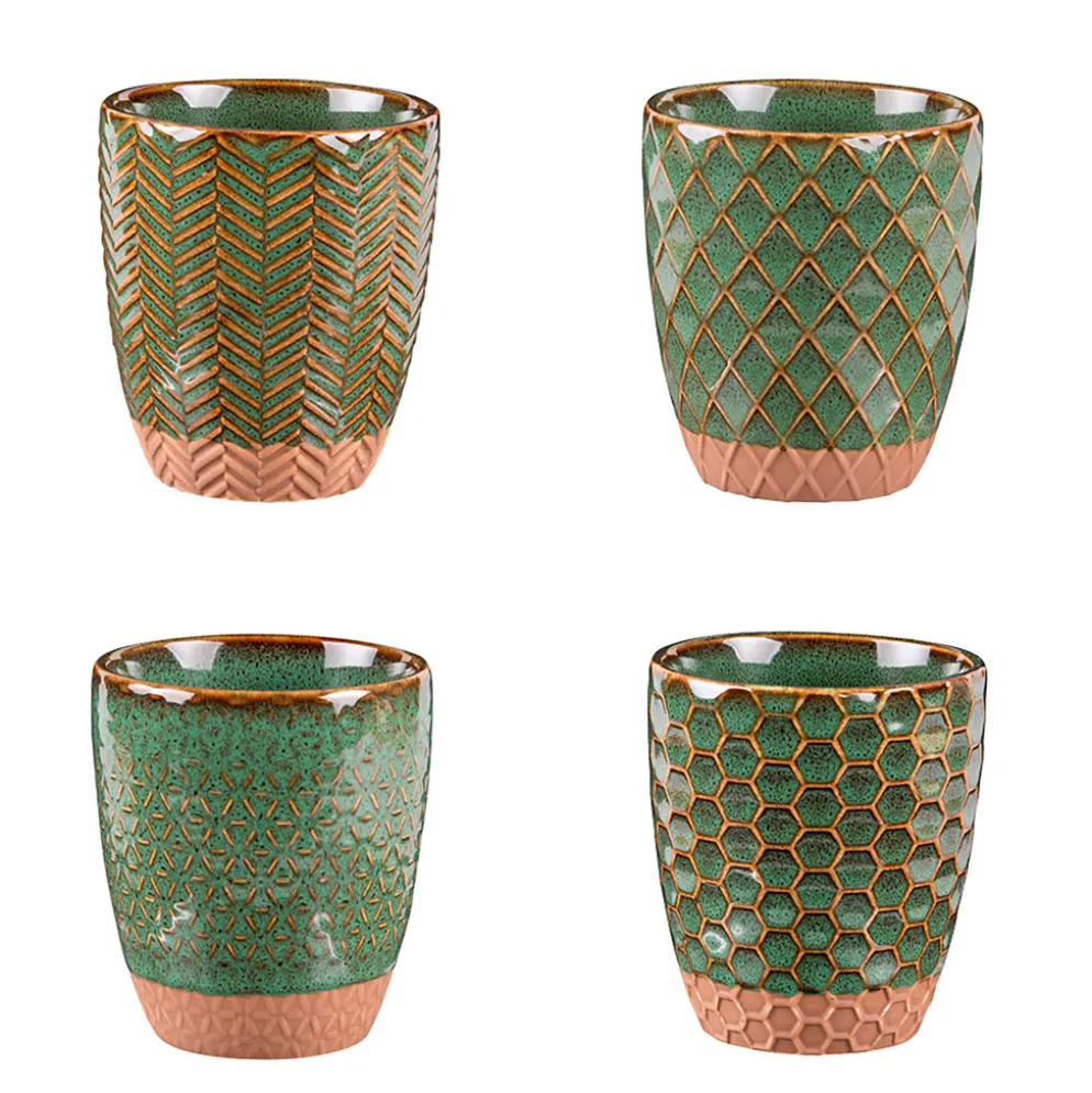 Tasses à café x4 en grès vert 20cl - Jaspe