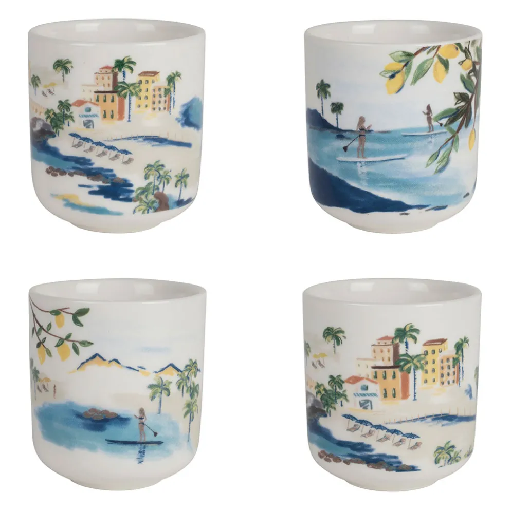 Tasses à café x4 en porcelaine multicolore 10cl - Medi
