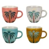 Tasses à café x4 palmiers en grès multicolore 8cl - Palmisol