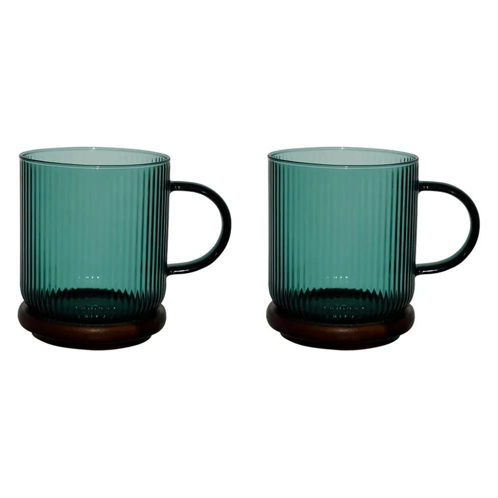 Tasses à thé x2 en verre borosilicate émeraude 35cl - Dilacia