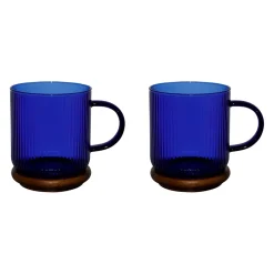 Tasses à thé x2 en verre borosilicate bleu 35cl - Dilacia