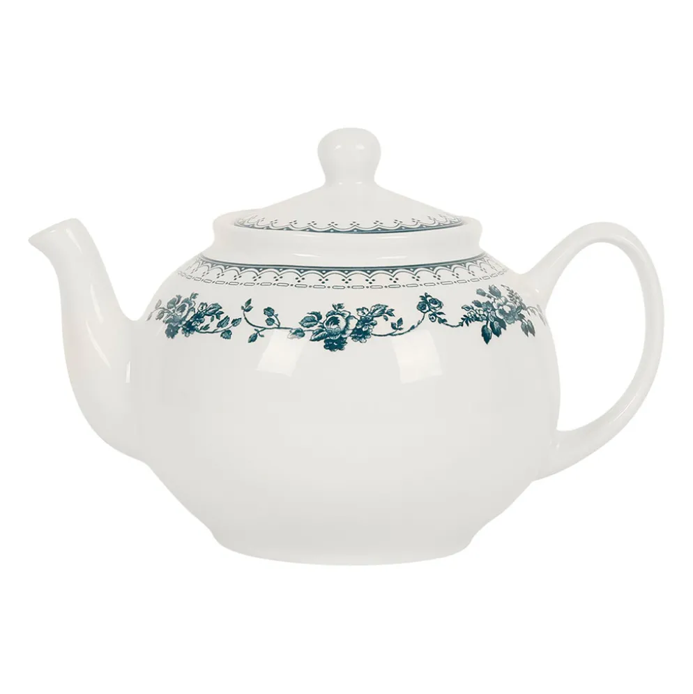 Theiere anglaise en faïence blanc et bleu ancien - Faustine