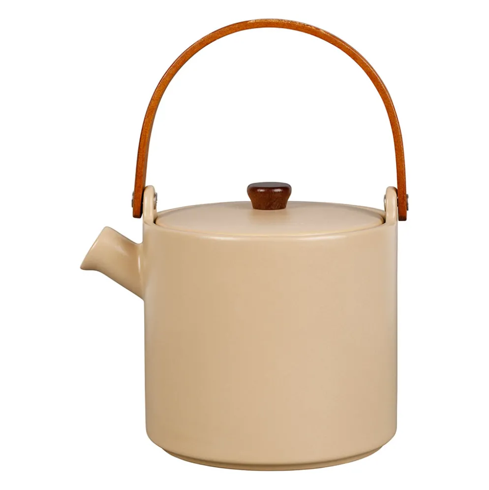 Théière en grès beige mat moucheté avec filtre 1.4L - Klosen