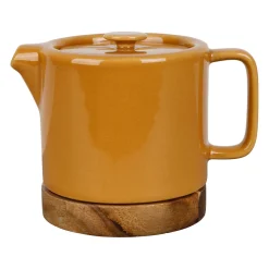 Théière en grès moutarde craquelé avec filtre 70cl - Nordika