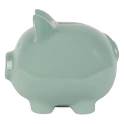 Tirelire cochon en grès sauge h11cm