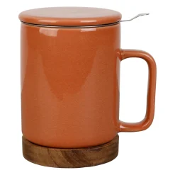 Tisanière en grès terracotta craquelé avec filtre 35cl - Nordika