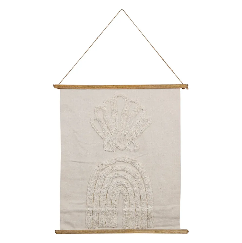 Toile tuftée arc en ciel écru 60x70cm - blue sand