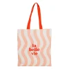 Tote bag en coton corail et rouge - Plouf&Sun