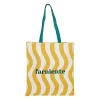 Tote bag en coton moutarde et émeraude - Plouf&Sun