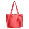 Tote bag en coton rayé rose et rouge - Douce amour