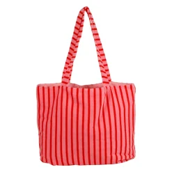 Tote bag en coton rayé rose et rouge - Douce amour