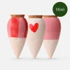 Trio mini diffuseur d'eau en argile : 1 rayé rose et rouge + 1 cœur + 1 rose - Olla