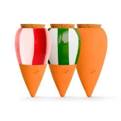 Trio mini olla : 1 rayé vert et blanc + 1 rayé rose et rouge + 1 terracotta