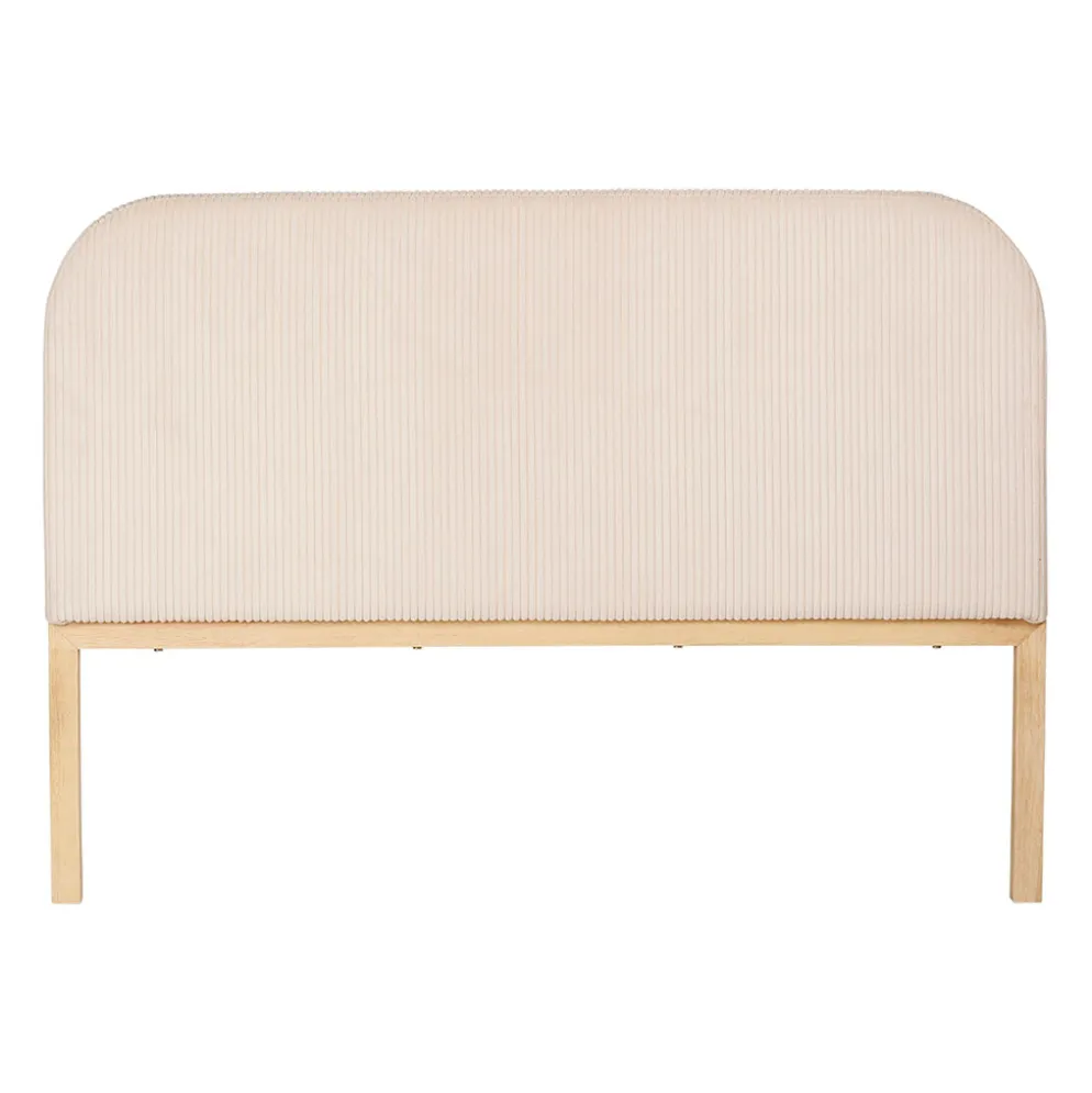 Tête de lit en tissu côtelé et hévéa écru 140x100cm - Minimal
