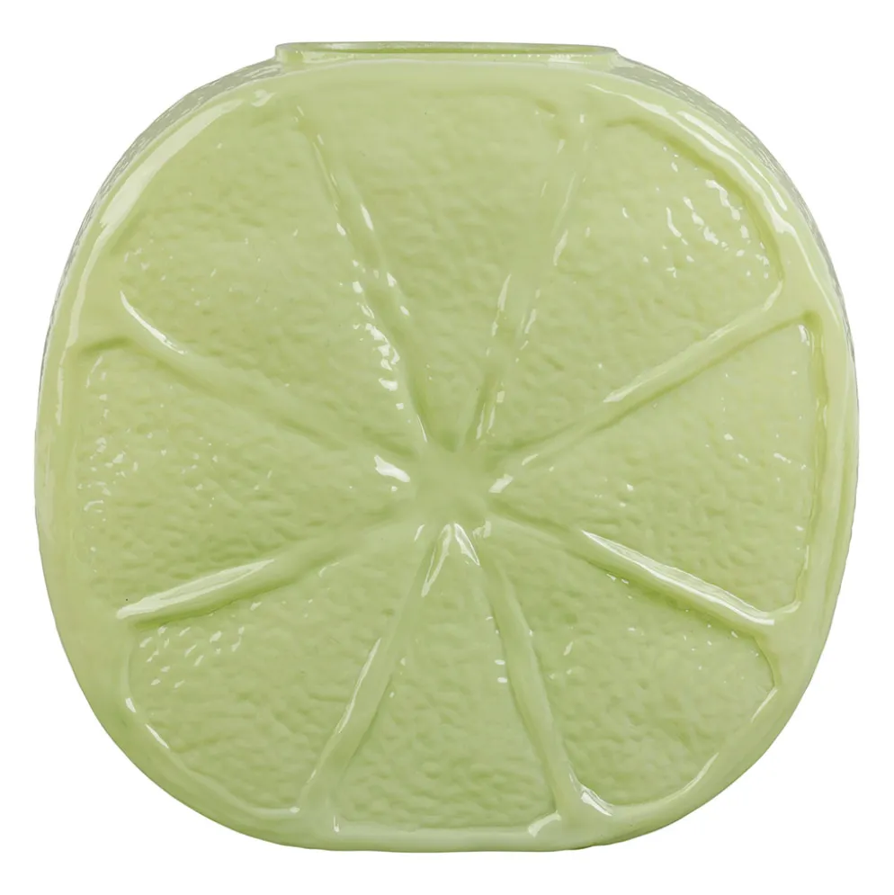 Vase citron en verre vert h15cm - Vitoria