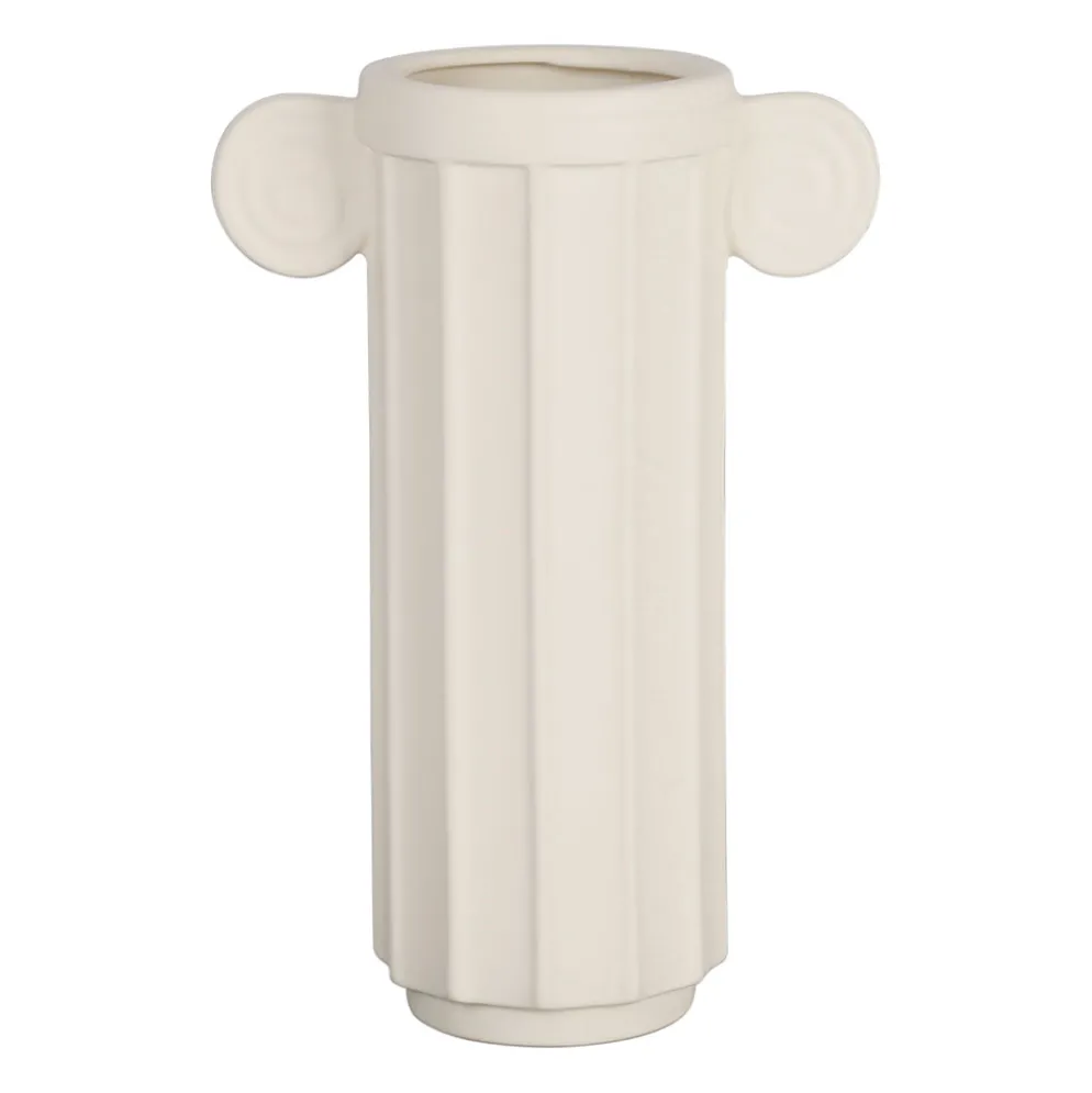 Vase colonne en grès blanc h35cm - Greeka