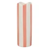 Vase cylindre en grès rayé rose et blanc h24cm - Artist