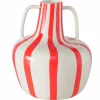 Vase en céramique rayé rouge et blanc h17cm - Londi