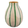 Vase en dolomite rayé vert écru et jaune h20cm