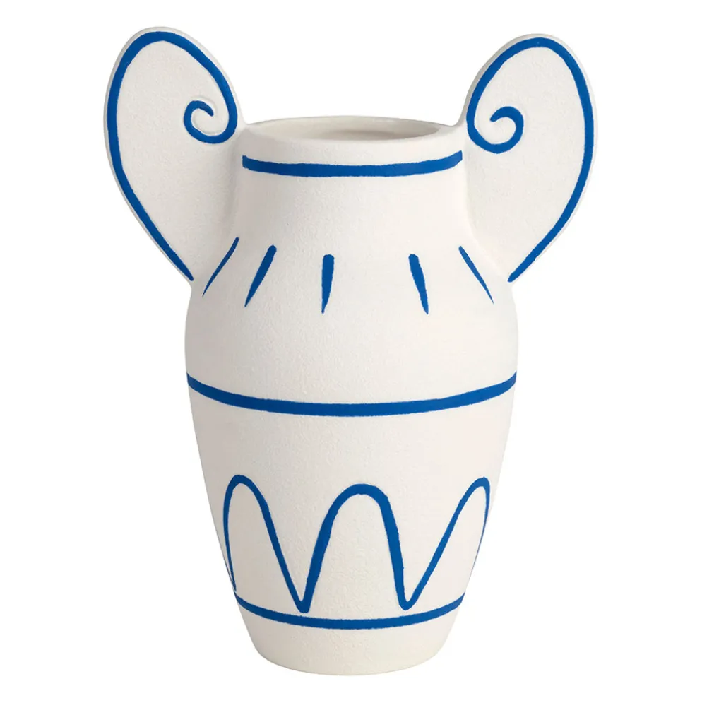 Vase en porcelaine bleu et blanc h20cm - Greeka