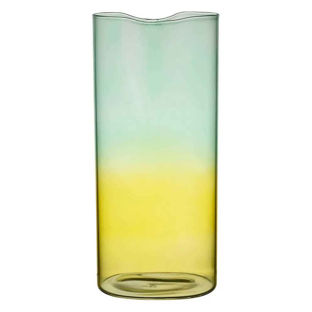 Vase en verre borosilicate turquoise et jaune h25cm - Funky