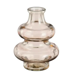 Vase en verre recyclé rose clair h16cm - Sira
