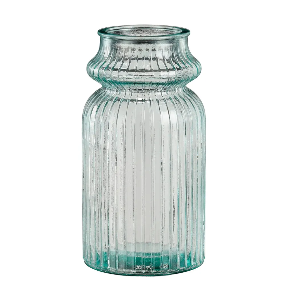 Vase en verre strié transparent h28cm - Rosa