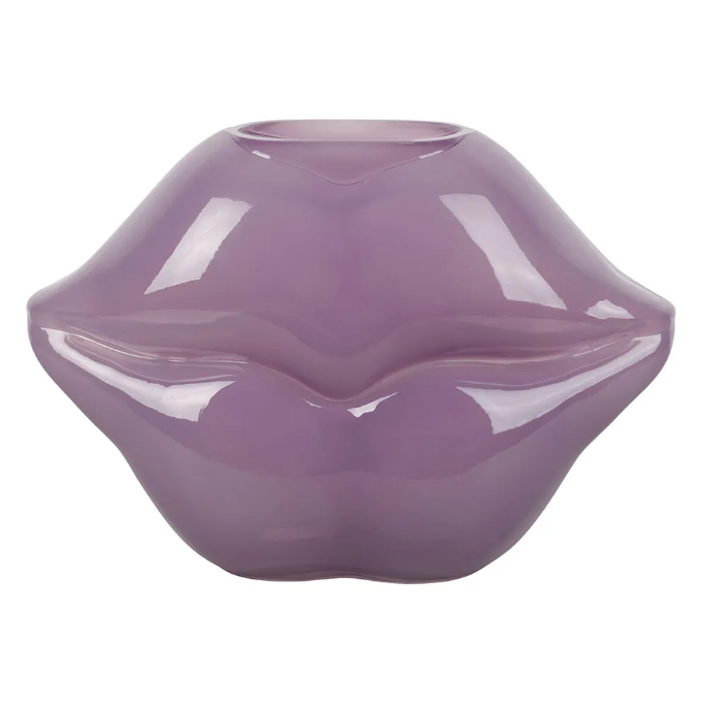 Vase lèvres en verre violet h17cm - Visage arty