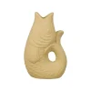 Vase poisson en grès beige mat h20cm - Mer