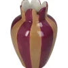 Vase rayures grès violet 10x10x16cm