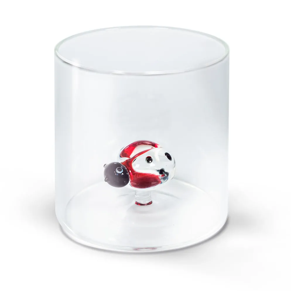 Verre à eau coccinelle rouge en verre borosilicate 25cl
