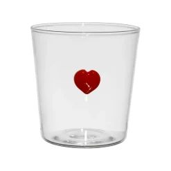 Verre à eau en verre borosilicate cœur rouge 35cl - Famille