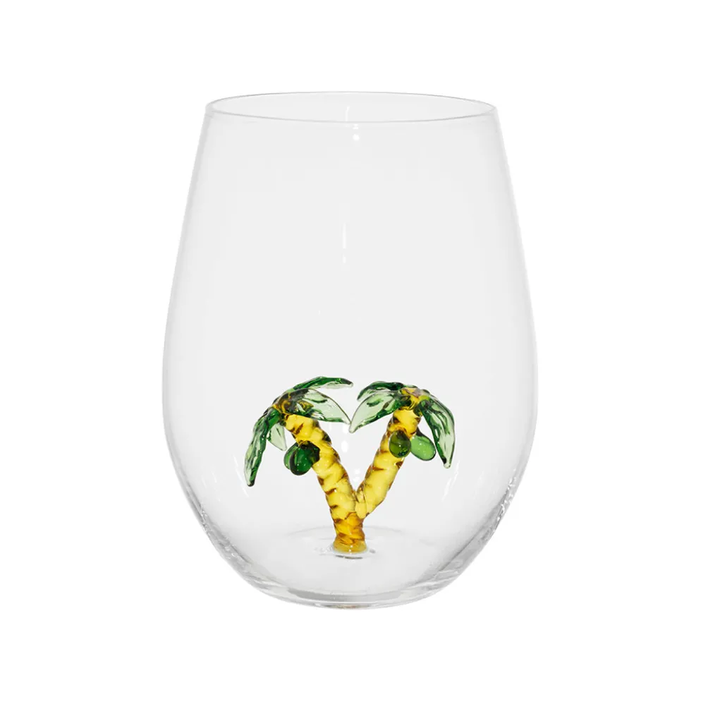 Verre à eau palmier en verre borosilicate ambre et vert 50cl