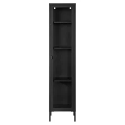 Vitrine 1 porte en acier noir h180cm - Brendan